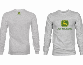 חולצה לילדים שרוול ארוך - JOHN DEERE בצבע אפור בהיר 